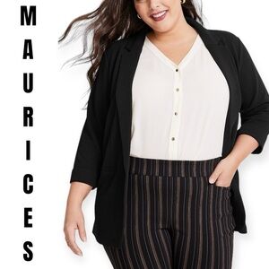 Maurices Plus Size Black Open Front Blazer size 3X